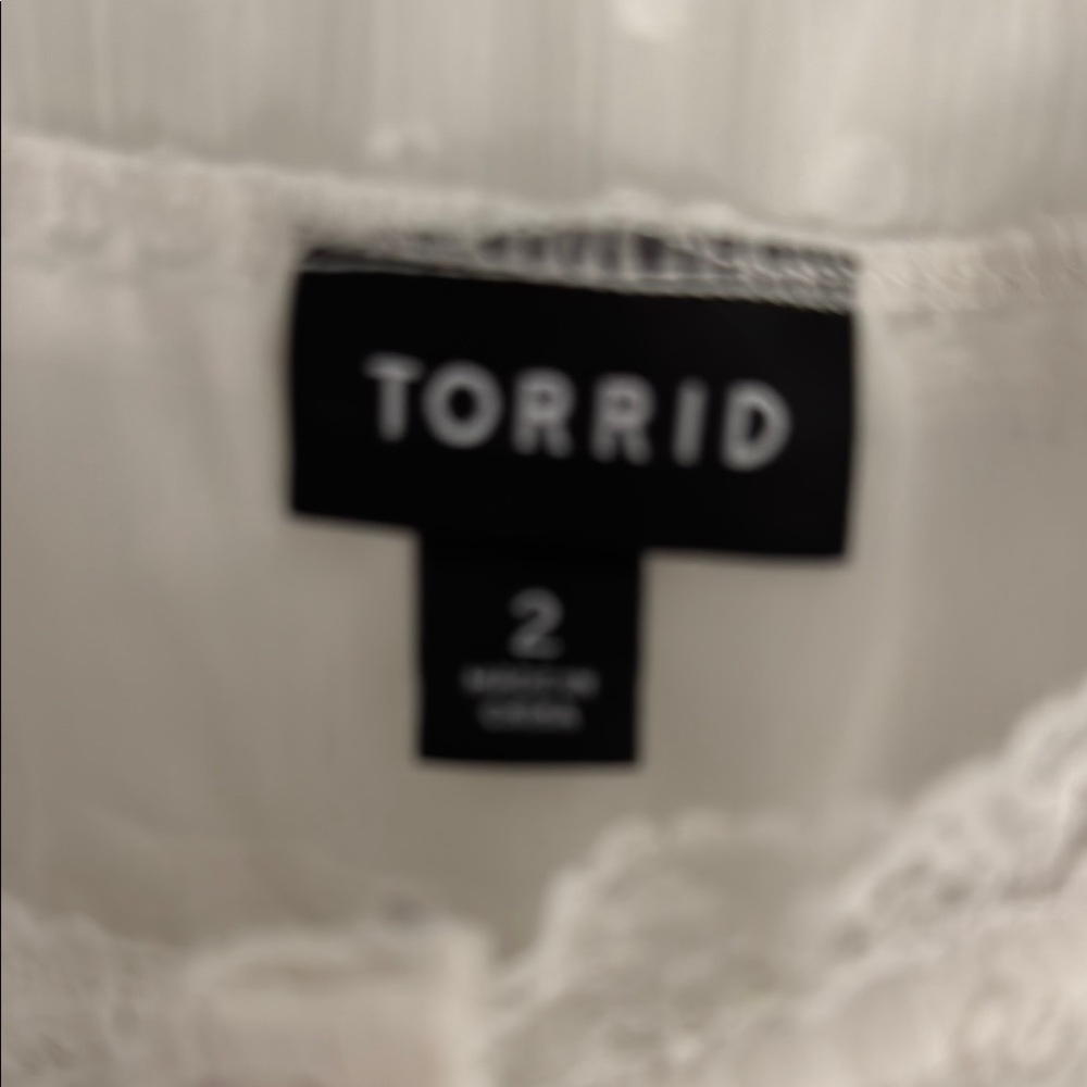 Torrid White Ruffled Buttoned Blouse - Picture 2 of 4